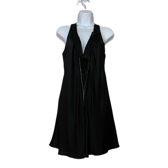 Guess Marciano 100% Silk Black/Purple Reversible Sleeveless Knee Length Dress S - Picture 7 of 11